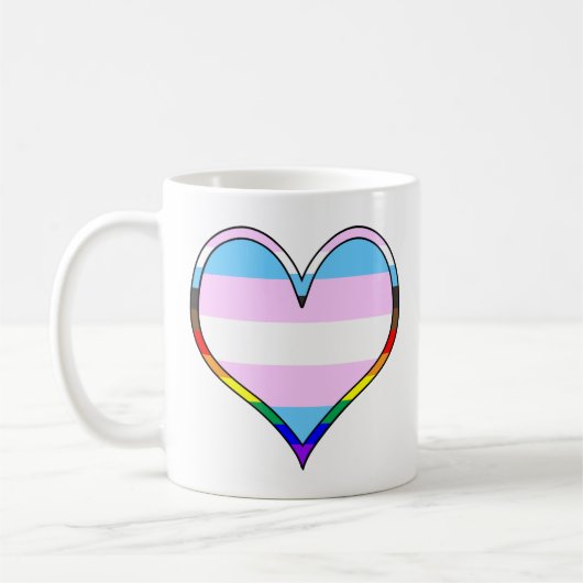 Trans Pride Heart Coffee Tasse (Links)