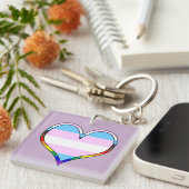 Trans Pride Heart Keychain Schlüsselanhänger (Vorderseite rechts)