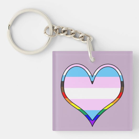 Trans Pride Heart Keychain Schlüsselanhänger (Vorderseite)