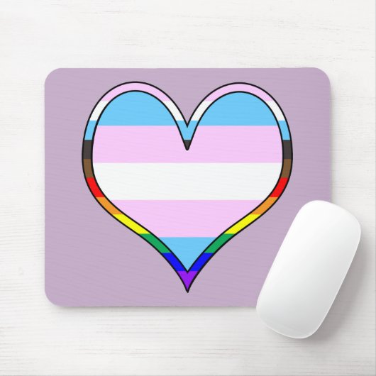 Trans Pride Heart Mousepad (Mit Mouse)