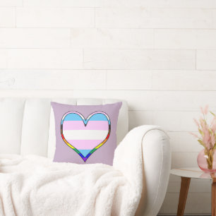 Trans Pride Heart Throw Kissen