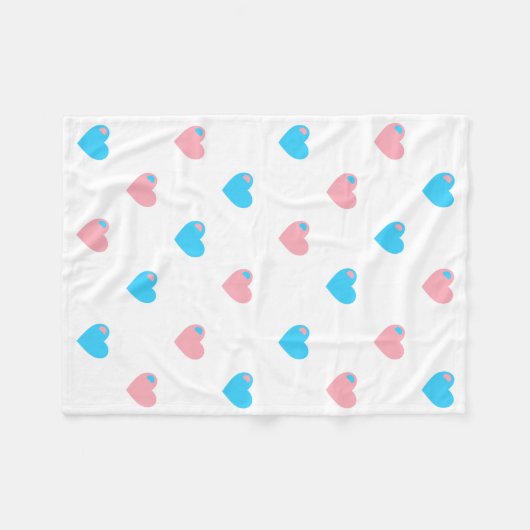 Trans Pride Hearts Fleece Blanket (Vorderseite (Horizontal))