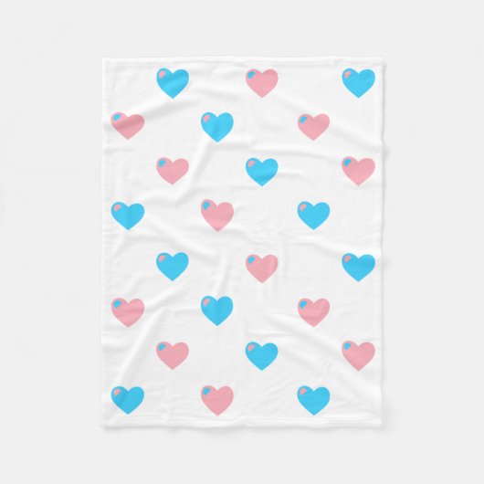 Trans Pride Hearts Fleece Blanket (Vorderseite)