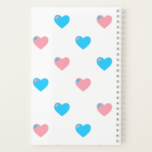 Trans Pride Hearts Notebook Notizblock (Rückseite)