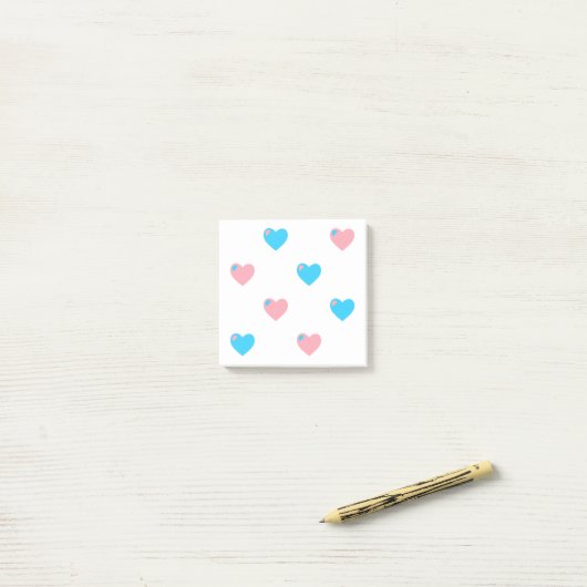 Trans Pride Hearts Postit Notes Post-it Klebezettel (Auf Schreibtisch)