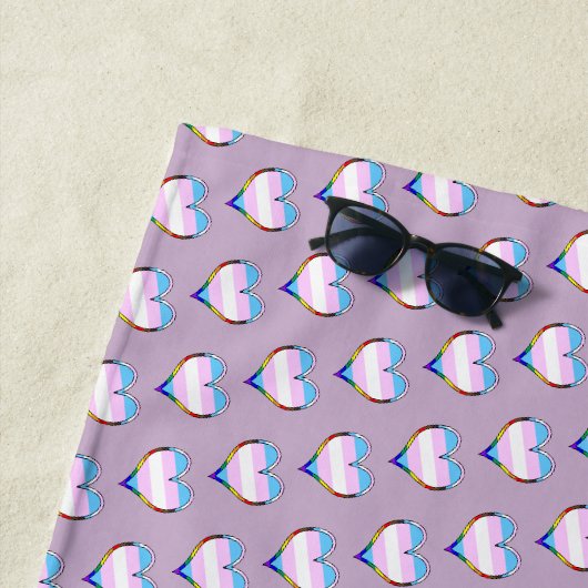 Trans Pride Herz Pattern Beach Handtuch (Beispiel)