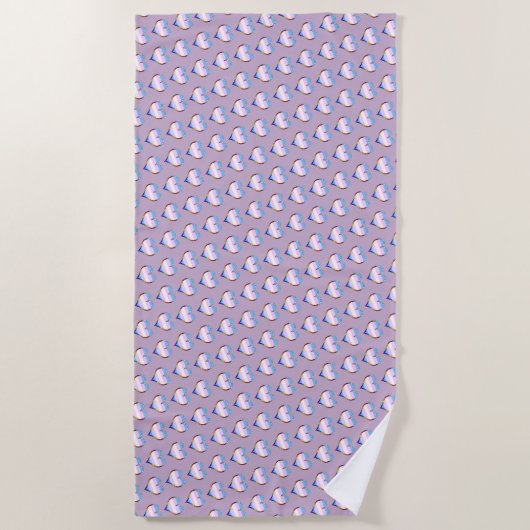 Trans Pride Herz Pattern Beach Handtuch (Vorderseite)