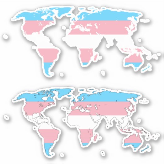Trans Pride - Map of The World Aufkleber (Vorderseite)