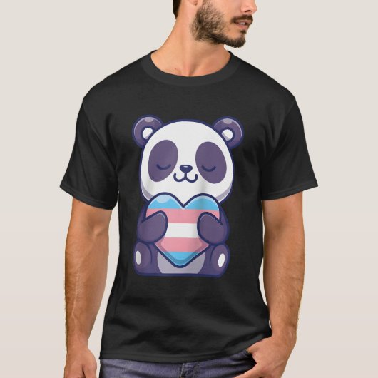 Trans Pride Panda Kawaii Transgender He Transusual T-Shirt (Vorderseite)