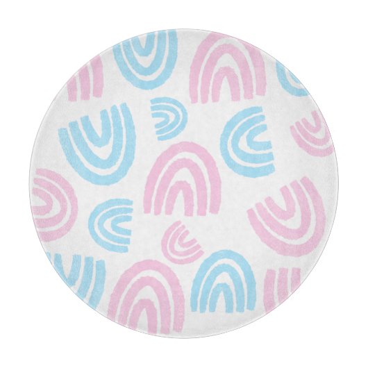 Trans Pride Pastel Rainbow Glass Cutting Board Schneidebrett (Vorderseite)