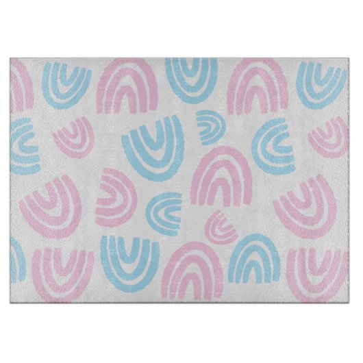 Trans Pride Pastel Rainbow Glass Cutting Board Schneidebrett (Vorderseite)