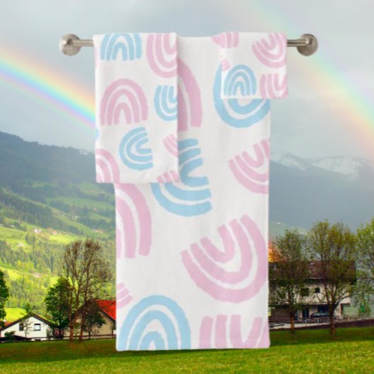 Trans Pride Pastell-Regenbogentuch-Set Badhandtuch Set