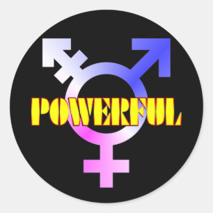 Trans Pride POWERFUL Symbol Runder Aufkleber