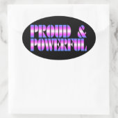Trans Pride "Proud & Powerful" Ovaler Aufkleber (Tasche)