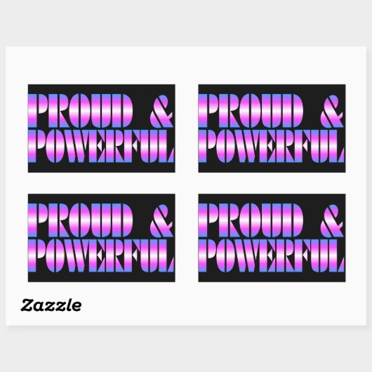 Trans Pride "Proud & Powerful" Rechteckiger Aufkleber (Blatt)
