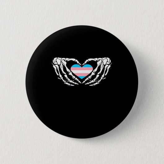 Trans Pride Skeleton Halloween Transgender Goth He Button (Vorderseite)