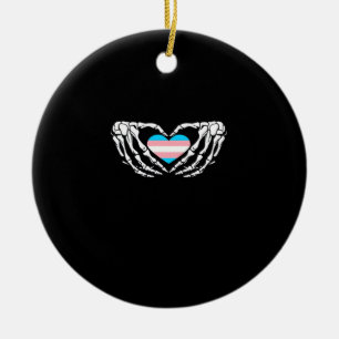 Trans Pride Skeleton Halloween Transgender Goth He Keramik Ornament