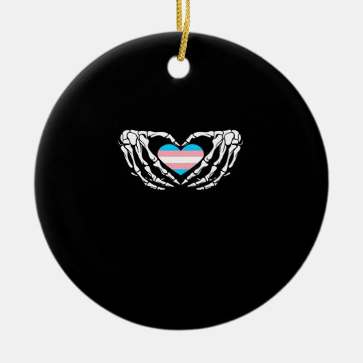 Trans Pride Skeleton Halloween Transgender Goth He Keramik Ornament (Vorne)