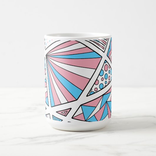 Trans Pride Zen Doodle Abstrakt rosa Blau Kaffeetasse (Mittel)