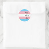 Trans Pronoun Stickers: Er, Er, sein Runder Aufkleber (Tasche)