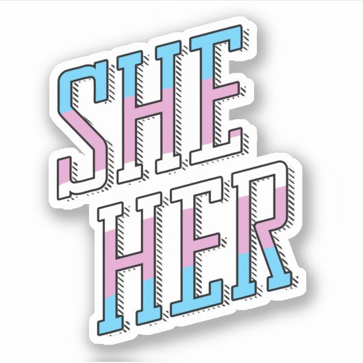Trans Pronouns Sie Aufkleber (Vorderseite)