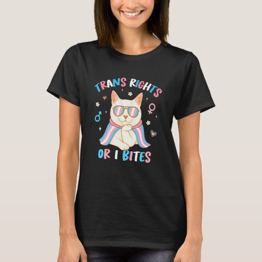Trans-Rechte Oder Ich Beiß Transgender LGBT Stolz T-Shirt (Vorderseite)