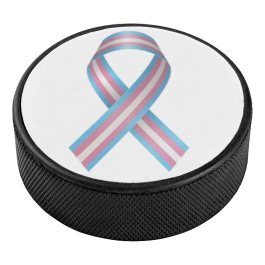 Trans ribbon with white background hockey puck (3/4)