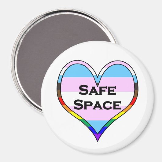 Trans Safe Space Heart Magnet (Vorderseite/Rückseite)