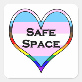 Trans Safe Space Heart Quadratischer Aufkleber