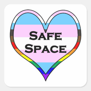 Trans Safe Space Heart Quadratischer Aufkleber
