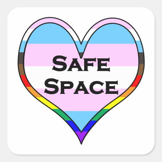 Trans Safe Space Heart Quadratischer Aufkleber (Vorderseite)