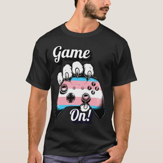 Trans Stolz Game On Tiger Pfoten Controller Shirt (Vorderseite)
