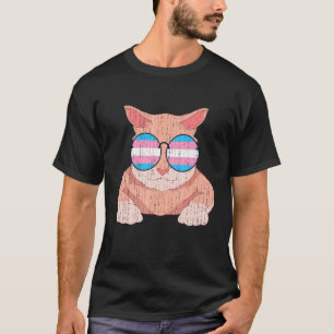 Trans Stolz Katze Coole Sonnenbrille Transsexuelle T-Shirt