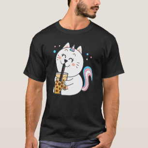 Trans Stolz Katze trinkt Boba-Tee Bubble Tea Grafi T-Shirt