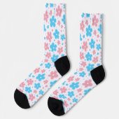 Trans Transgender Pride Flag Blume Doodle Pastel Socken (Linkes Detail)