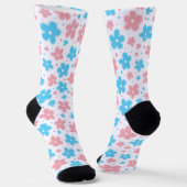 Trans Transgender Pride Flag Blume Doodle Pastel Socken (Gewinkelt)