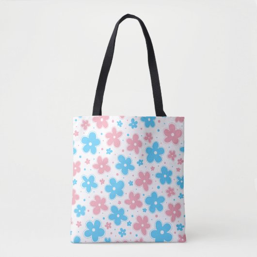 Trans Transgender Pride Flag Blume Doodle Pastel Tasche (Vorderseite)