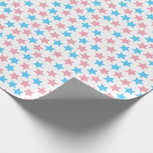 Trans Transgender Pride Flag Stars Rosa Blau Geschenkpapier (Ecke)