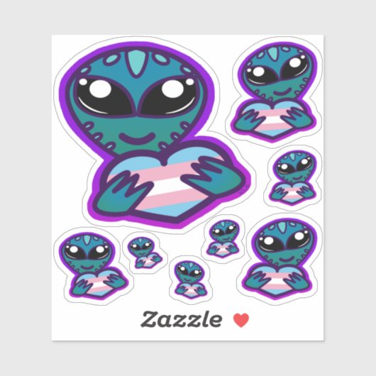 Trans und Proud Alien Stickers Aufkleber (Blatt)
