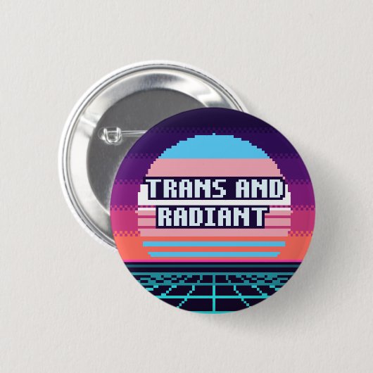 Trans und strahlender Pride-Pixel-Button Button (Vorne & Hinten)