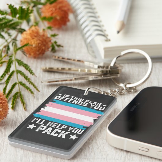 Trans, wenn diese Markierung Sie beleidigt, helfe Schlüsselanhänger (Vorderseite rechts)