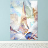 TransAmerica mit Gingko Blätter Overlay Leinwanddruck (Insitu (Holzboden))