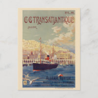 Transatlantique Alger Vintage Poster 1901