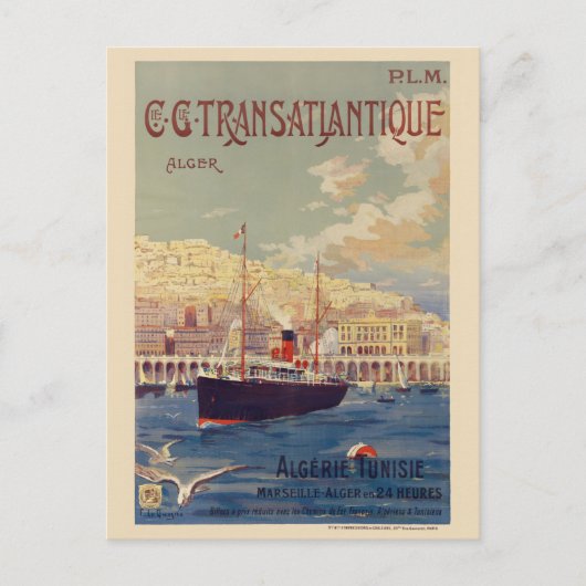 Transatlantique Alger Vintage Poster 1901 Postkarte (Vorderseite)