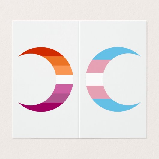 Transbian Pride Crescent Moons Greeting Card Visitenkarten (Außenseite Aufgefaltet)