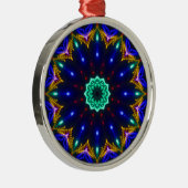 Transcendental Blue Kaleidoskop Circle Wheel Ornament Aus Metall (Rechts)