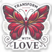 Transform with Love Sticker – Crimson Butterfly Sy (Vorderseite)