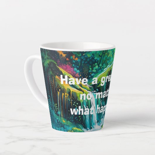 transformative Mantra Wasserfall Kaffeetasse Milchtasse (Linke Ecke)