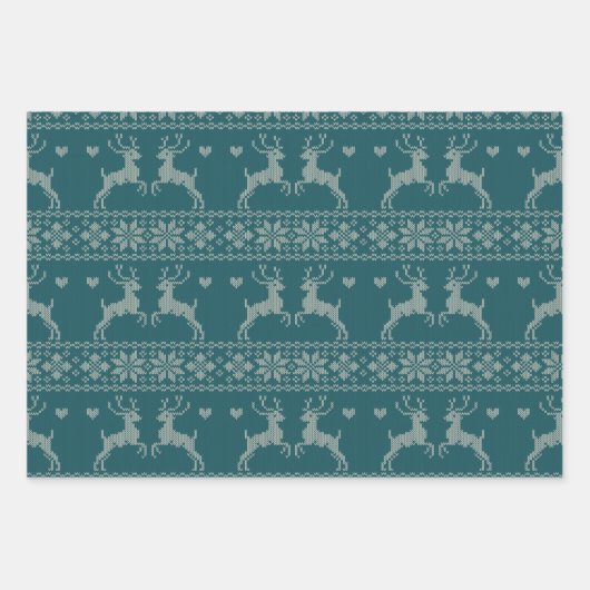 Transformative Teal - Fair Isle - Holiday Geschenkpapier Set (Vorderseite 2)