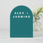 Transformative Teal Modern Arched Wedding  Einladung (Stehend Vorderseite)